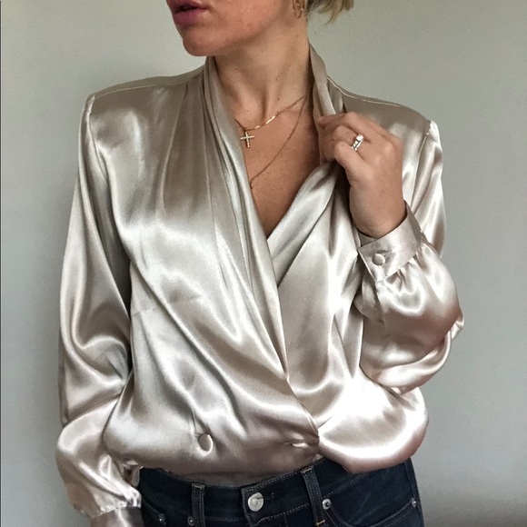 satin champagne blouse
